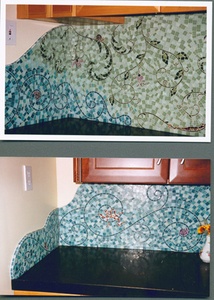 custom mosaic glass tile backsplash